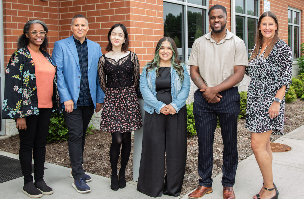 Photo by Natalie Battaglia /The Family Self-Sufficiency team includes (from left) Reagan Piechowski, Hector Rivera, Jocelyn Valencia, Xochitl Villareal, Demetrice Thomas, and Laura Kuever. 