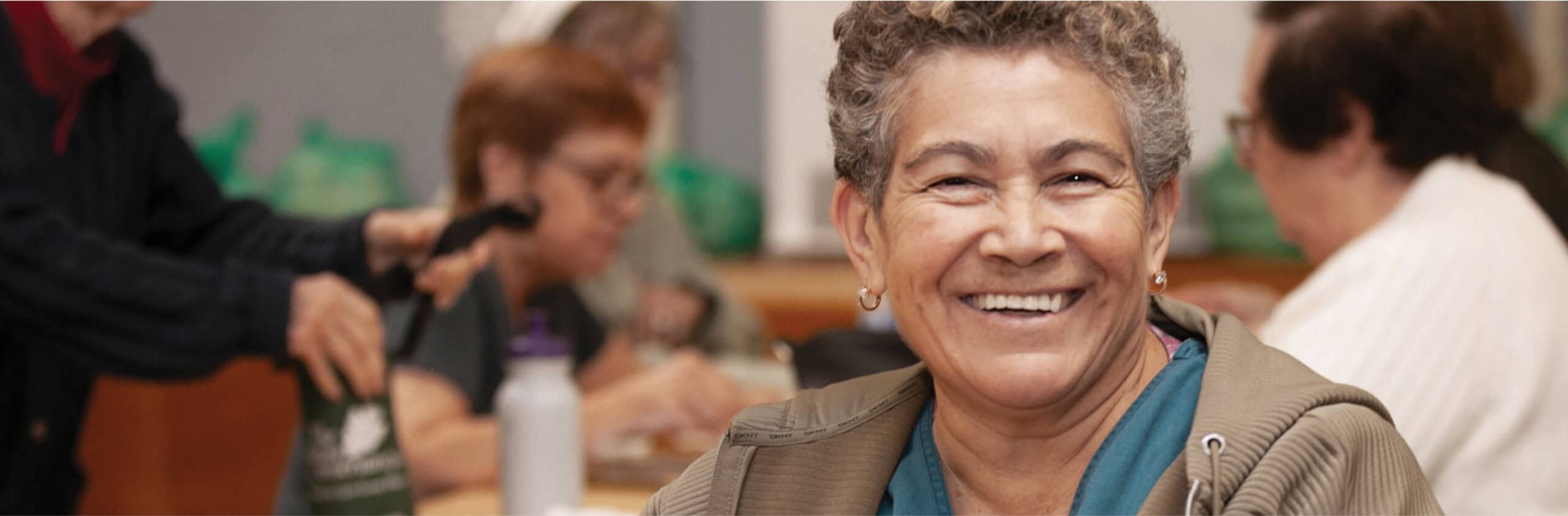 Senior woman smiling banner