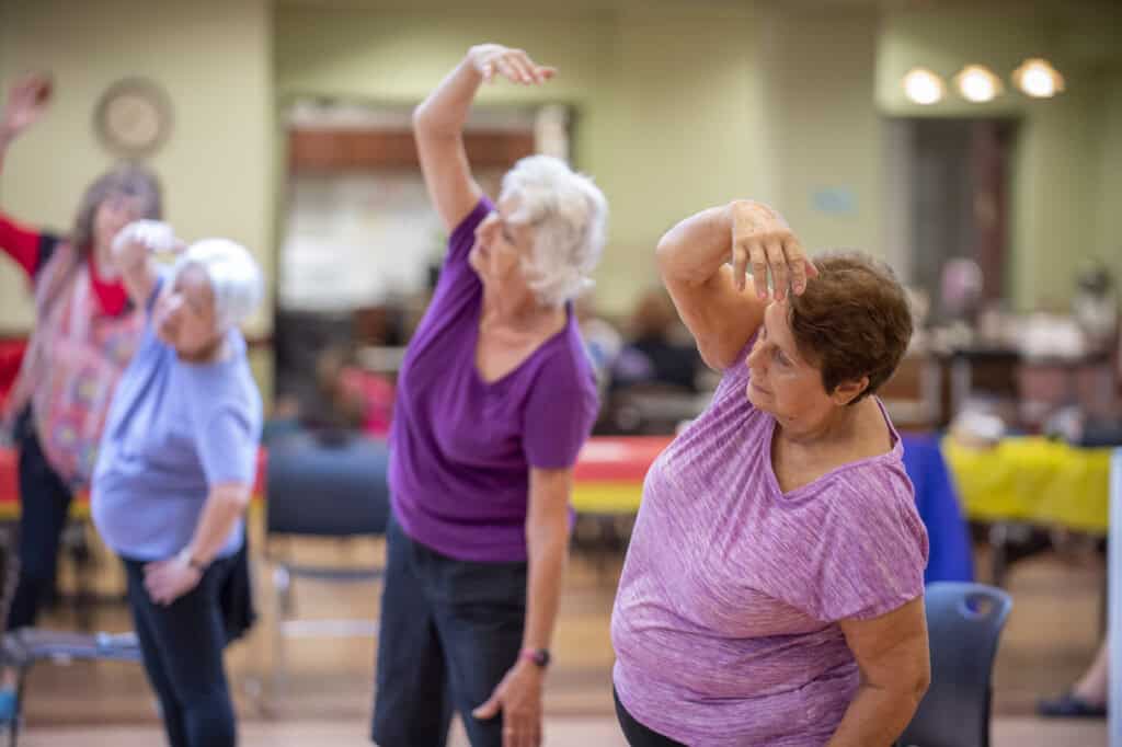 Seniors Stretching at North Center Satellite Senior Center