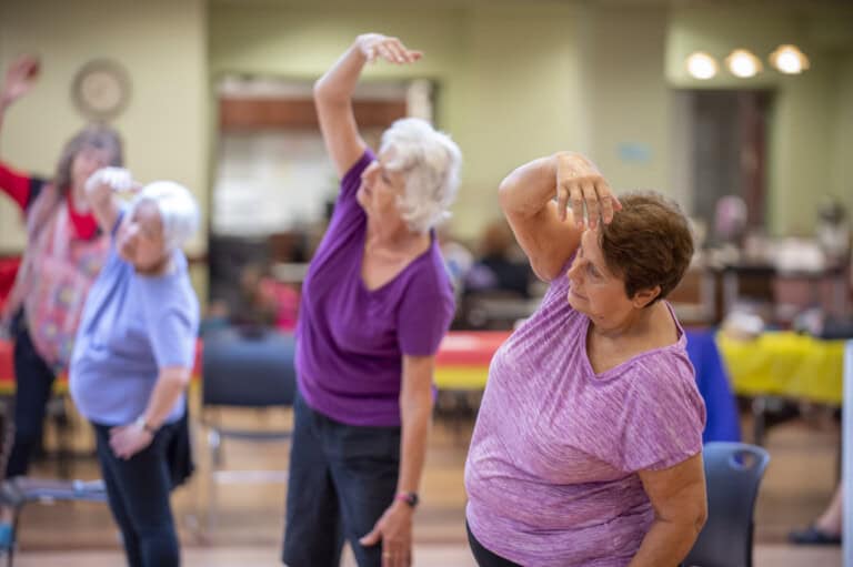Seniors Stretching at North Center Satellite Senior Center